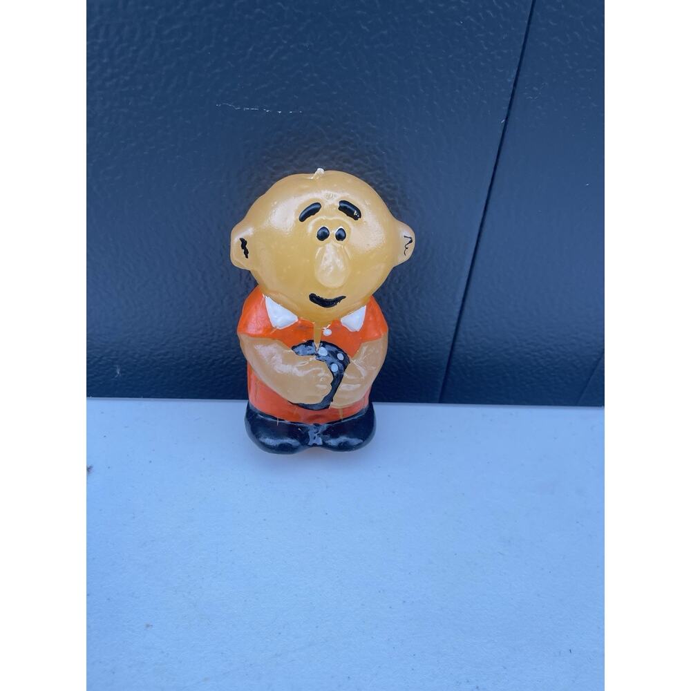 Vintage Wicks N Sticks Wax Candle Figurine "Man Bowler" 5"